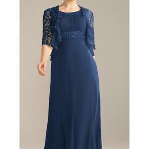 AW BRIDAL 14 1X plus navy blue Rosalia mother of the bride 2pc maxi dress B107